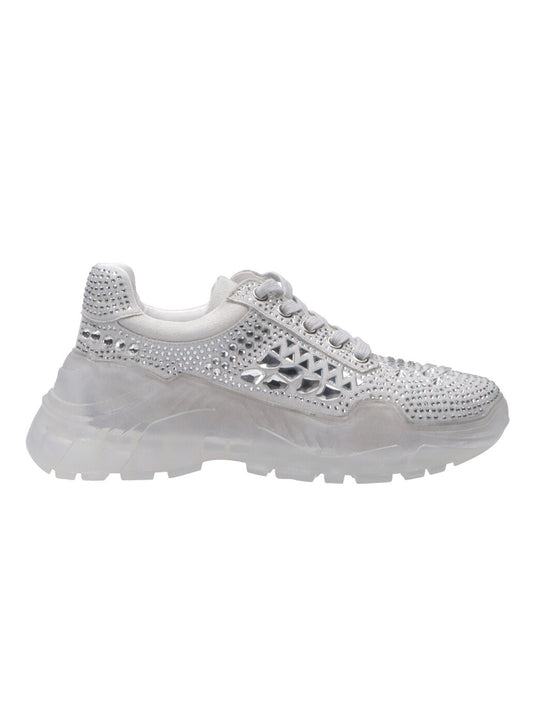 Twin-set Sneaker Scamoscate con Strass 201MCT042 BIANCO OTTICO