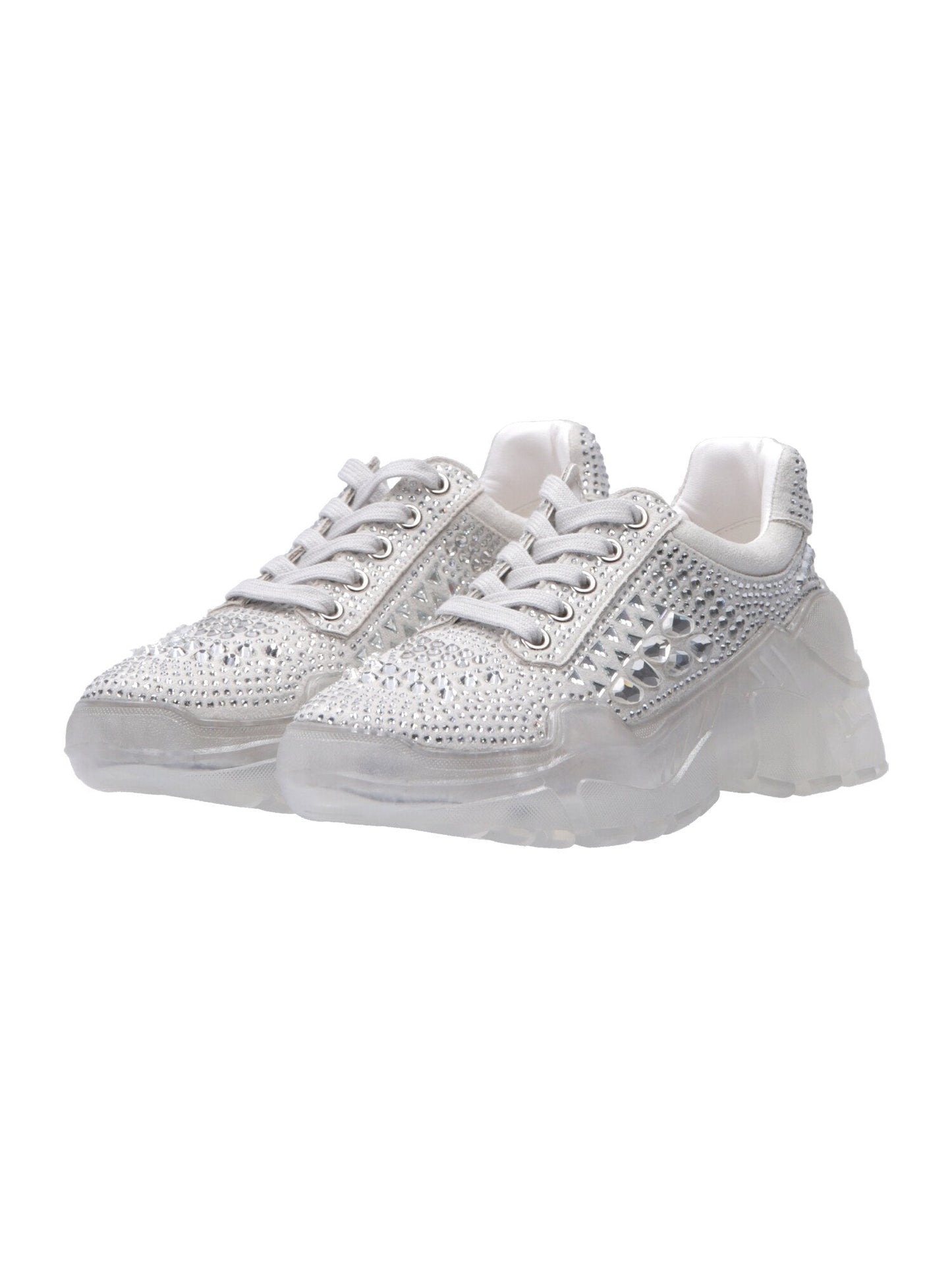 Twin-set Sneaker Scamoscate con Strass 201MCT042 BIANCO OTTICO