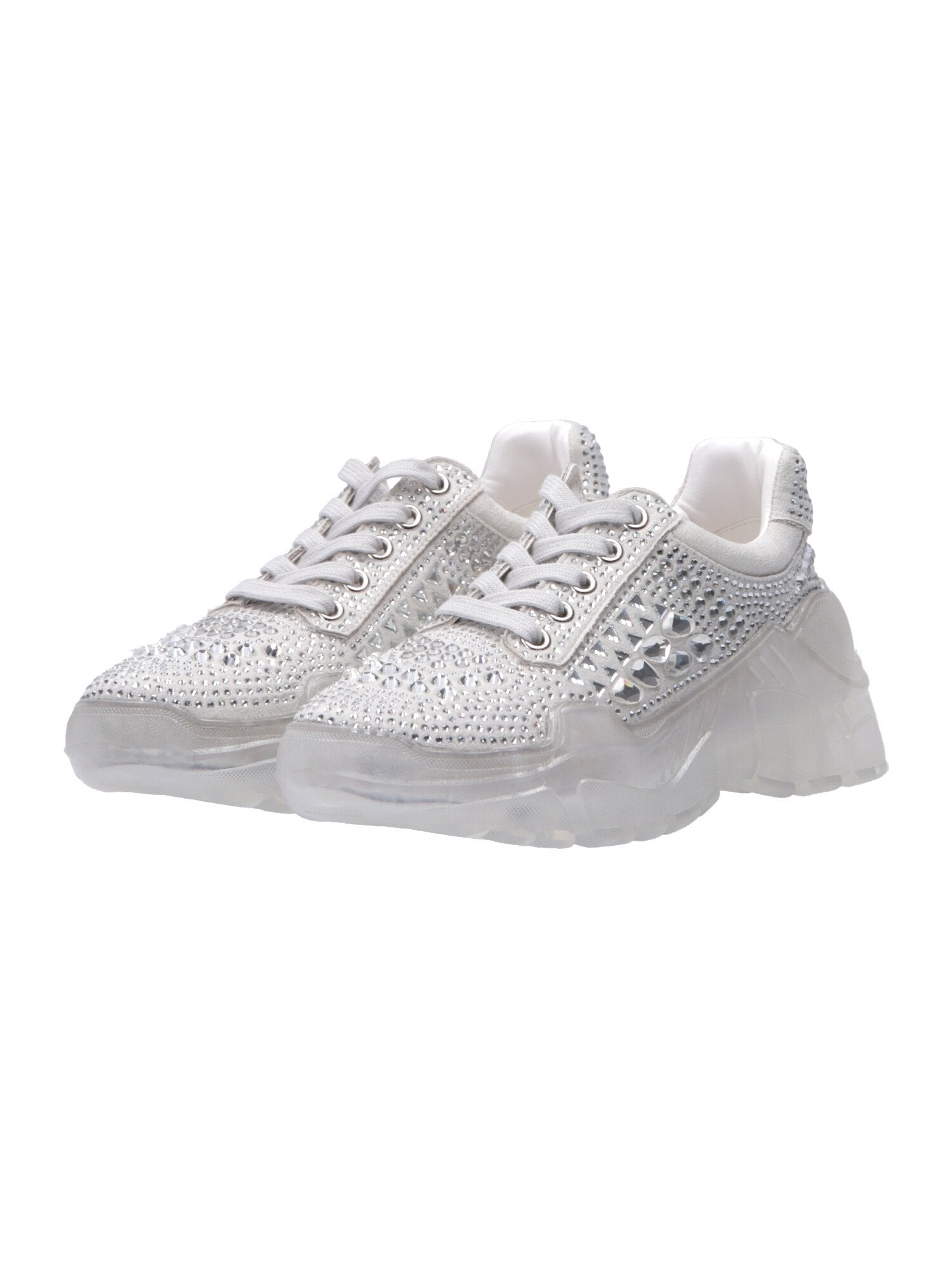 Twin-set Sneaker Scamoscate con Strass 201MCT042 BIANCO OTTICO