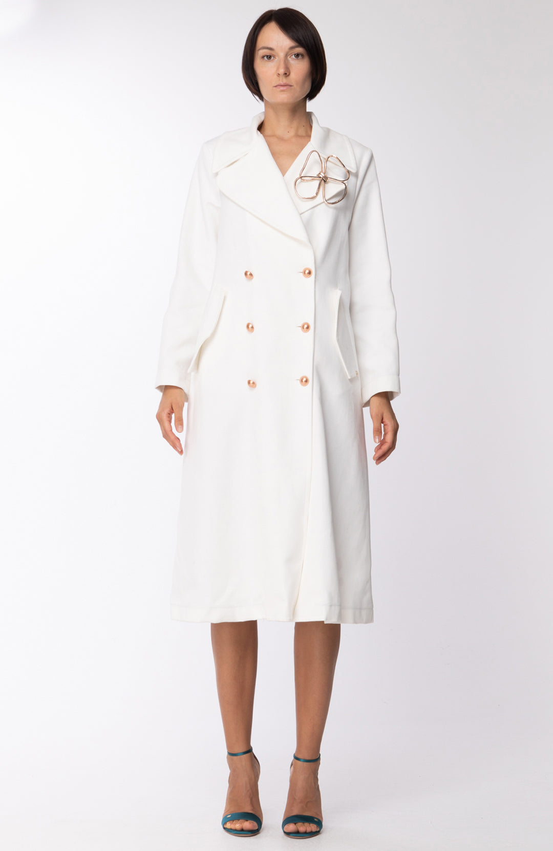 Motel Soprabito Doppio Petto con Spilla S19K110 GESSO