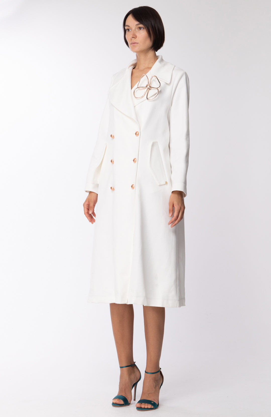 Motel Soprabito Doppio Petto con Spilla S19K110 GESSO