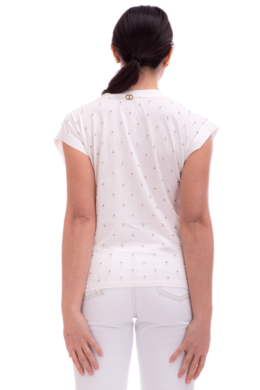 Twin-set T-shirt con Perline 221TP2070 BIANCO OTTICO