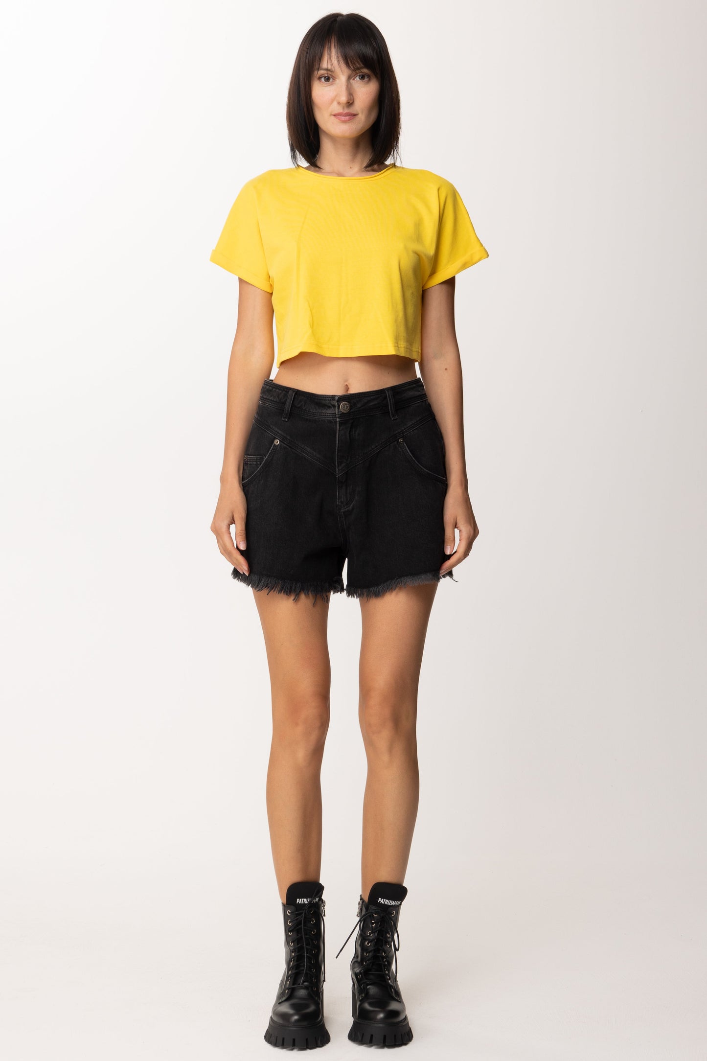 Twin-set T-shirt Crop con Ricamo Su Retro 221AT219A VIVID YELLOW