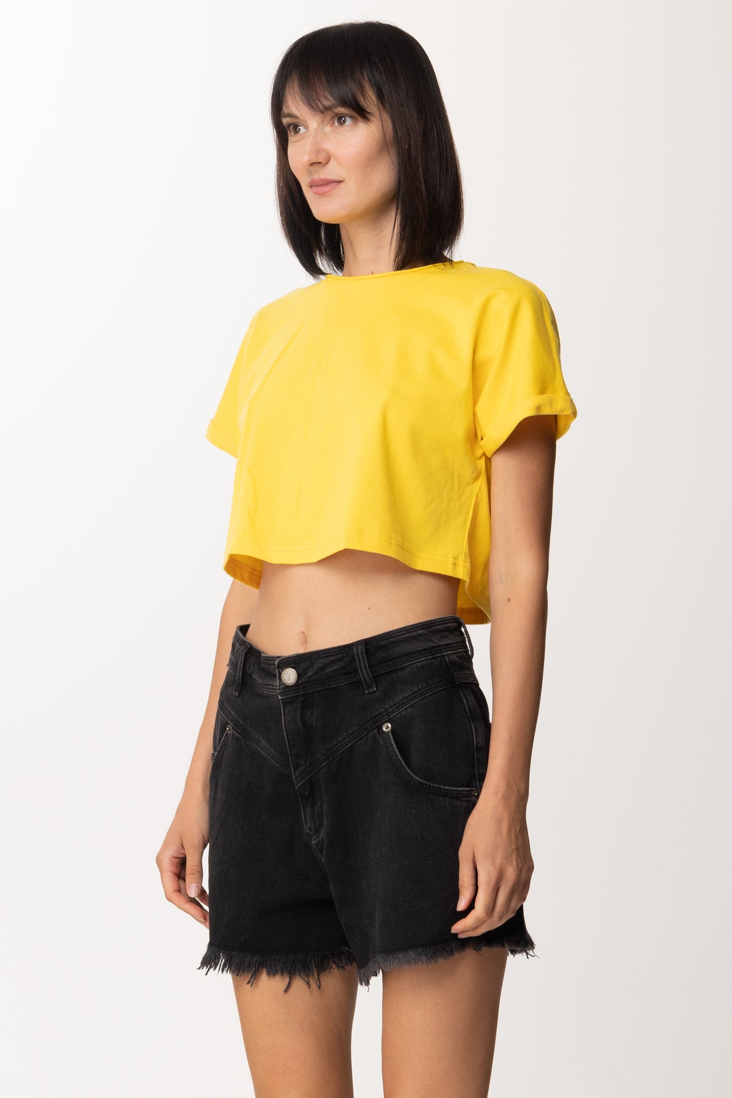 Twin-set T-shirt Crop con Ricamo Su Retro 221AT219A VIVID YELLOW