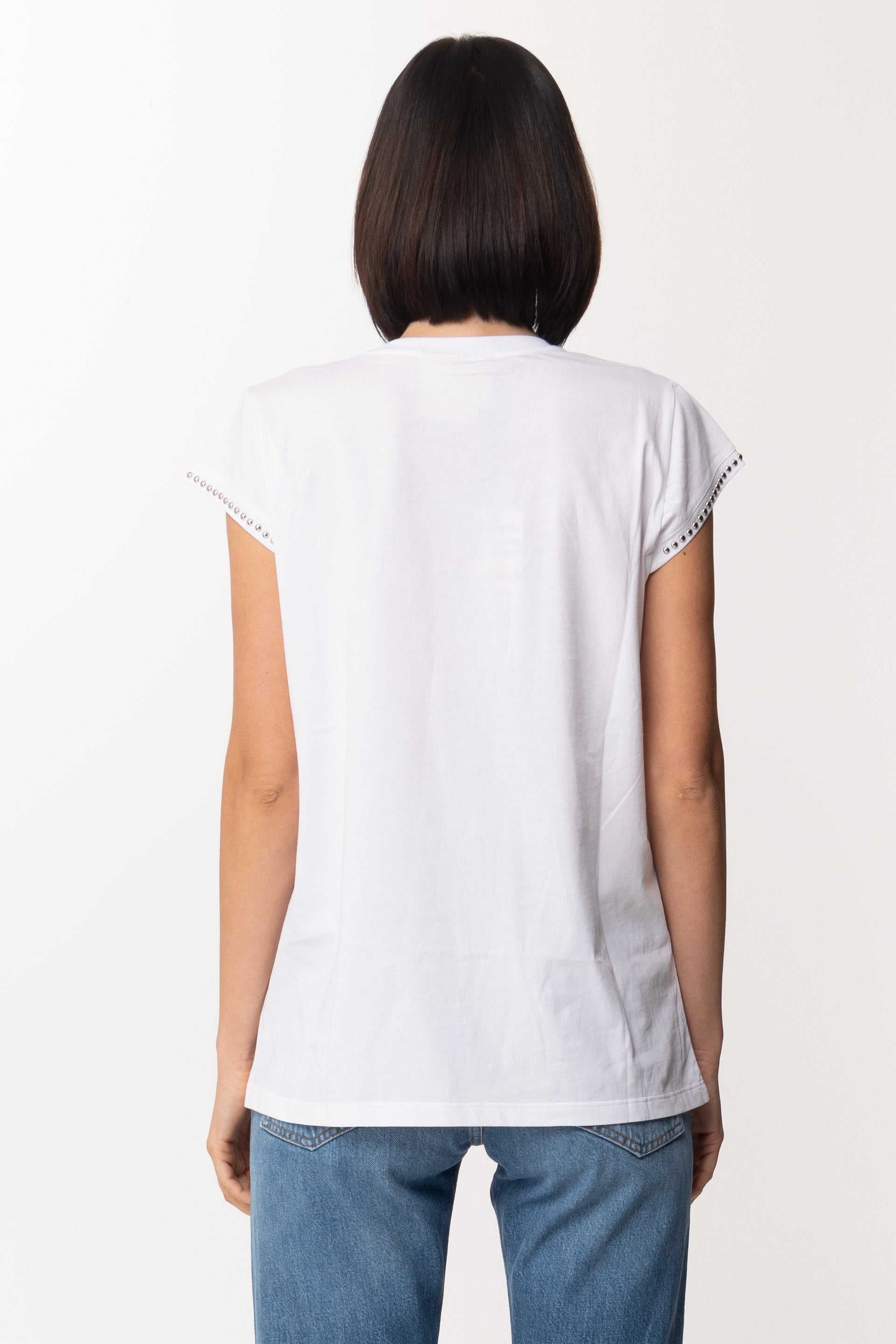 Aniye By T-shirt Stampata Lotty con Borchiette 181423 BIANCO