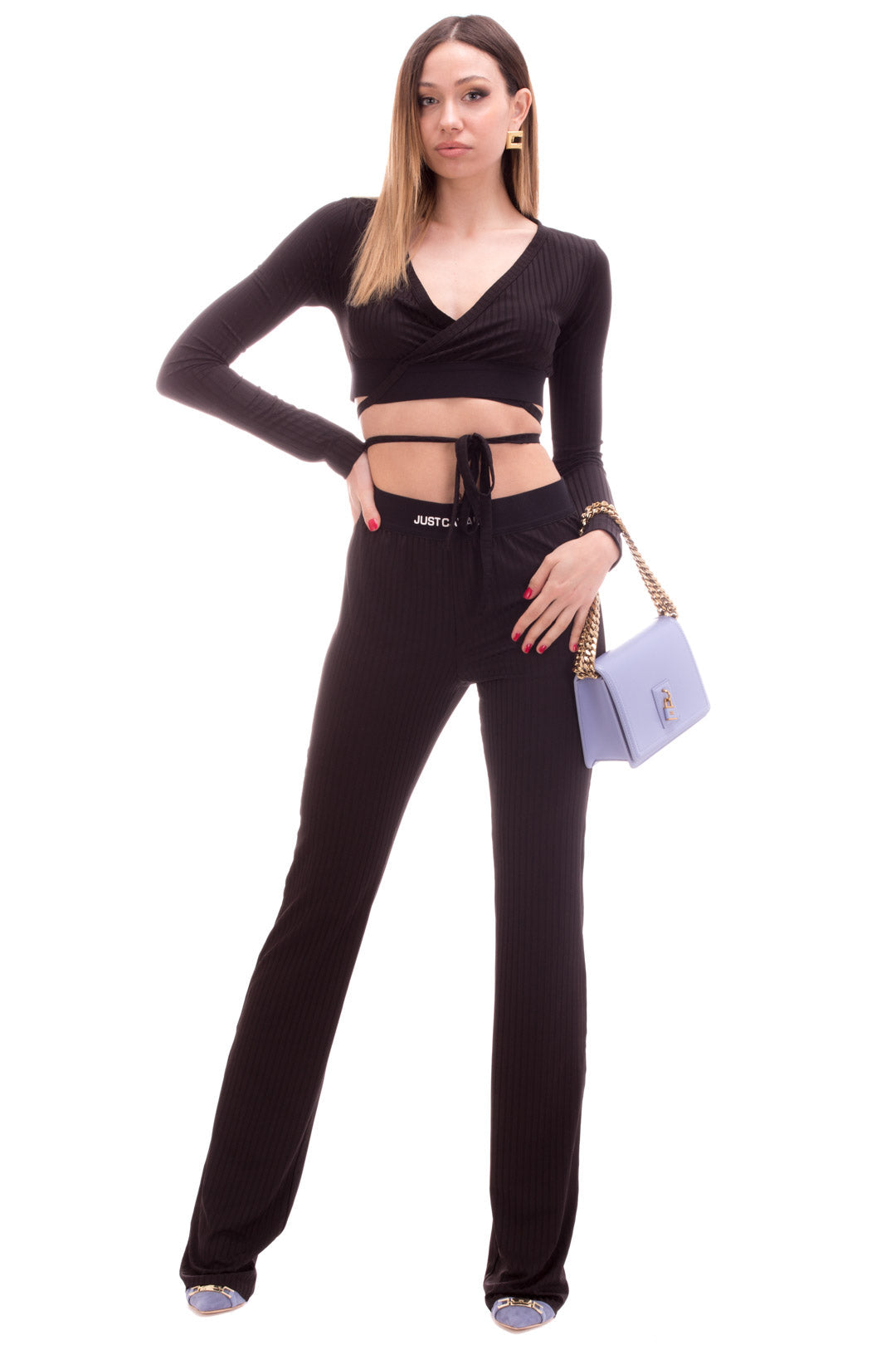 Just Cavalli Top a Costine con Lacci S04NC0319 BLACK