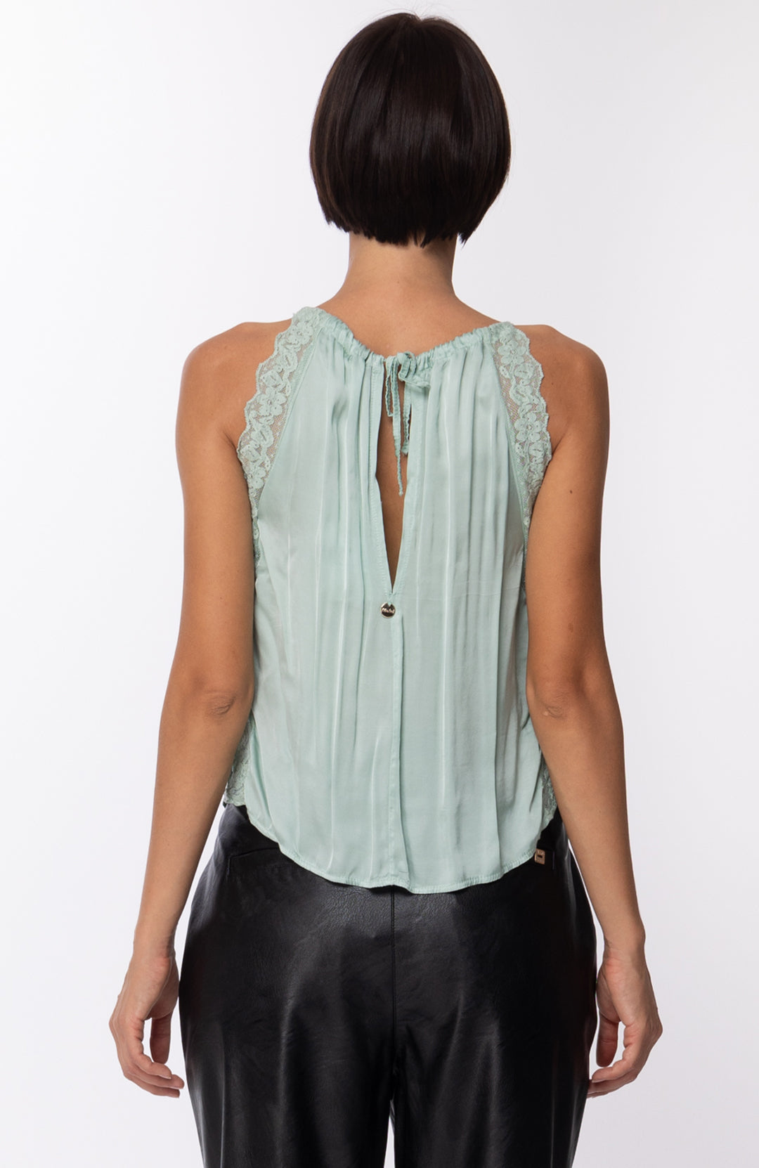 Motel Top Crop con Inserti In Pizzo 5T012 MENTA
