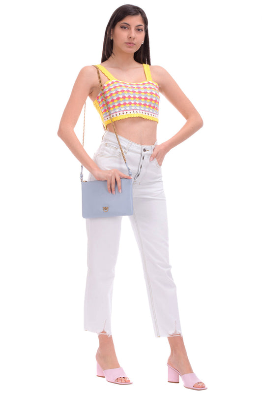 Twin-set Top Crop In Crochet Colorato 221AT3150 MUL.VIVID YELLOW/OFF WHITE/ANG