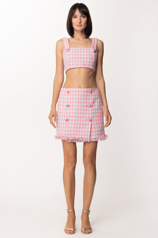 Twin-set Top Crop In Pied De Poule 221AT2272 PIED DE POULE HOT PINK/ANGEL