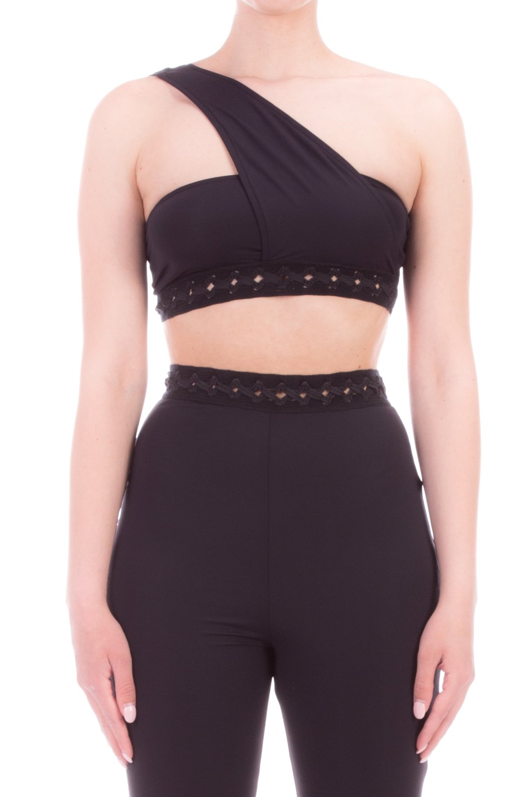 Me Fui Top Crop Monospalla con Passamaneria M20-0074NR BLACK