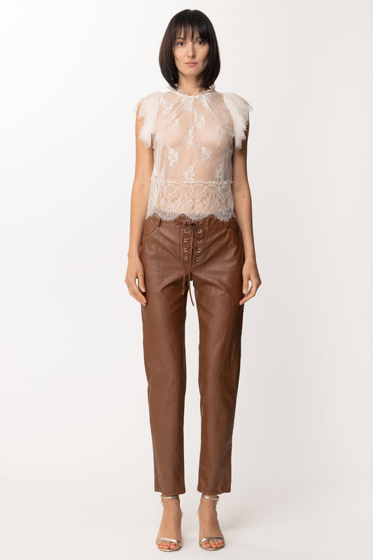 Pinko Top In Pizzo con Fodera 1G17JJ BIANCO NEMBO