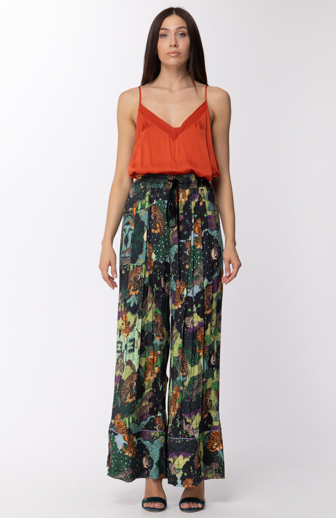 Motel Top In Viscosa con Inserti In Tulle 5T013 ARANCIONE