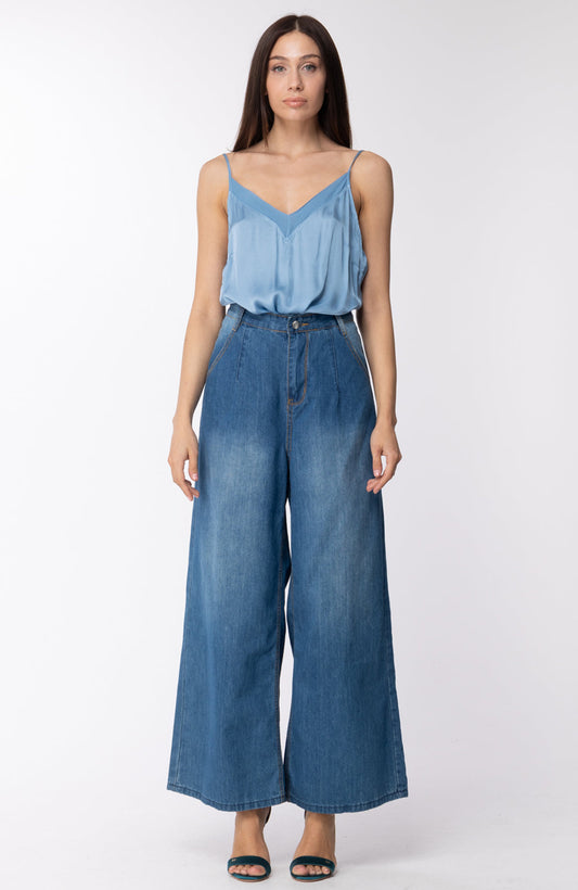 Motel Top In Viscosa con Inserti In Tulle 5T013 CELESTINO