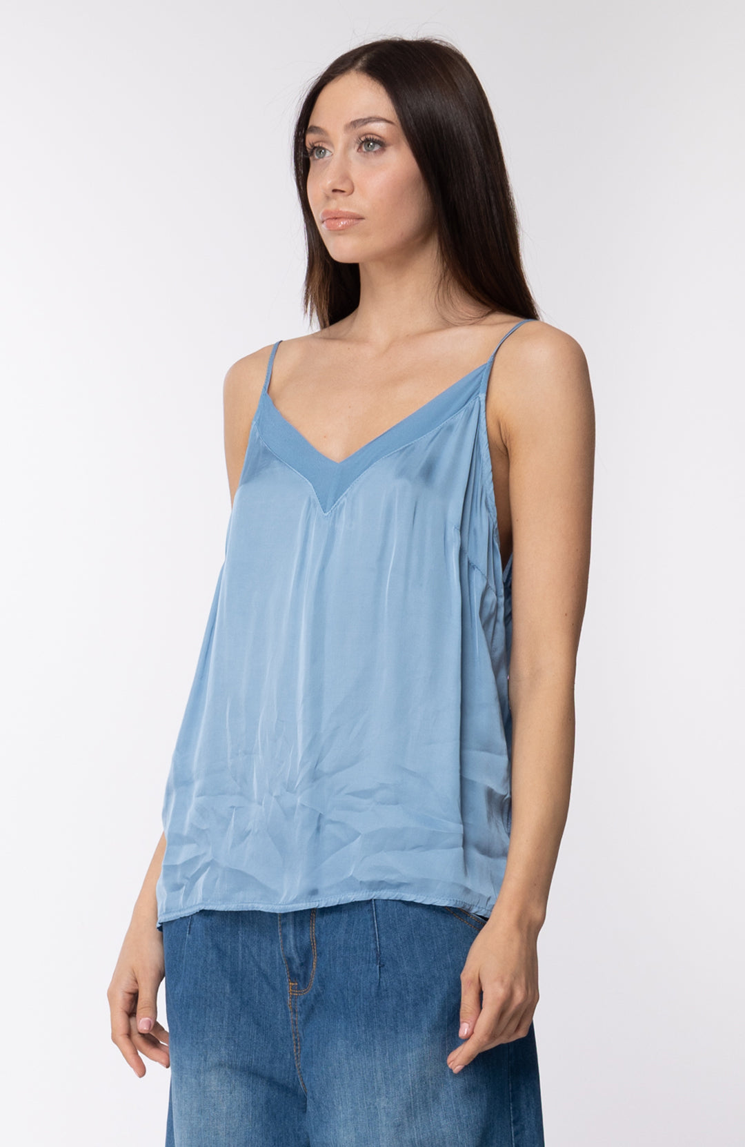 Motel Top In Viscosa con Inserti In Tulle 5T013 CELESTINO