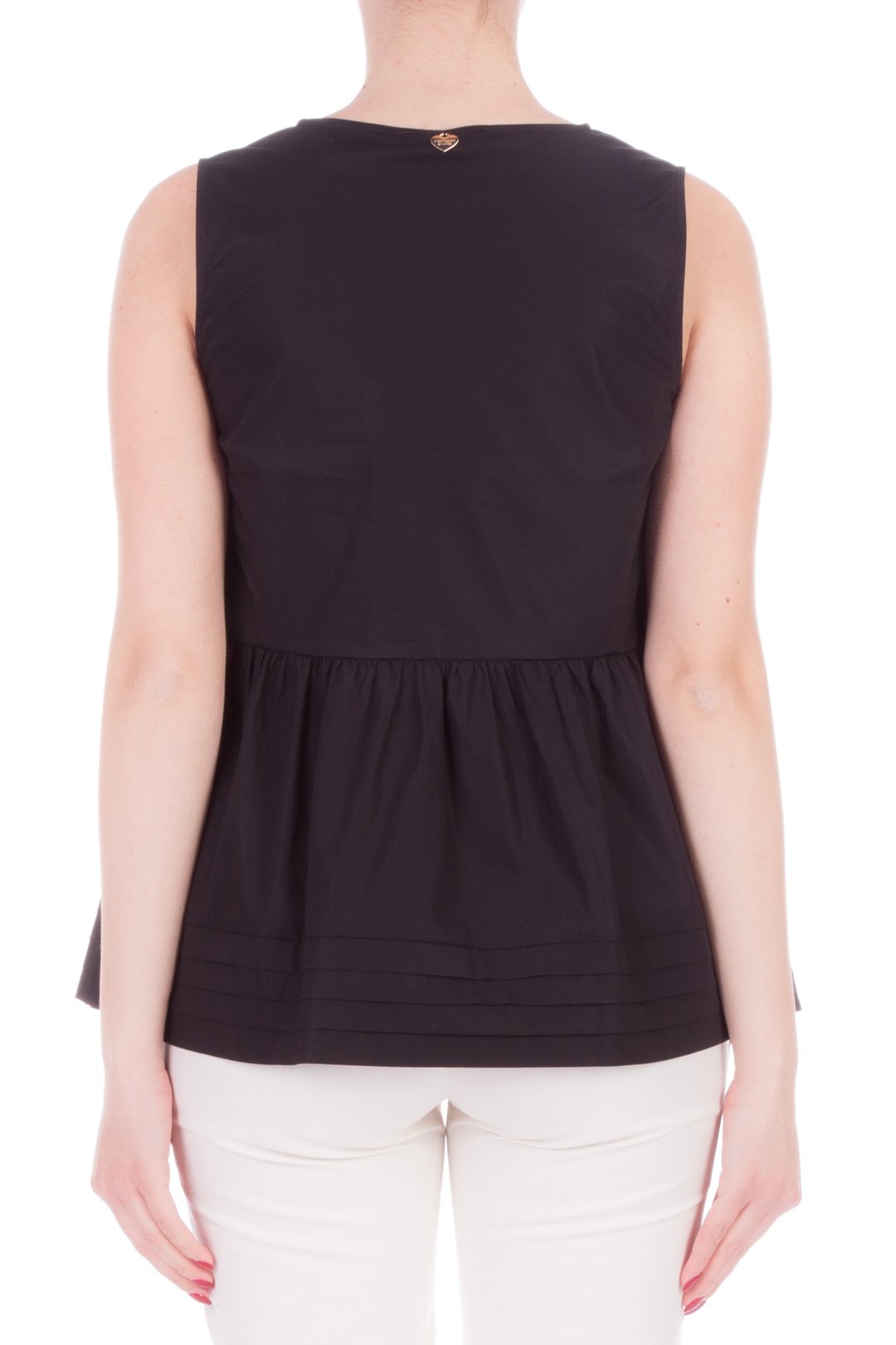 Twin-set Top Smanicato con Plissé e Pizzo 201TT2070 NERO