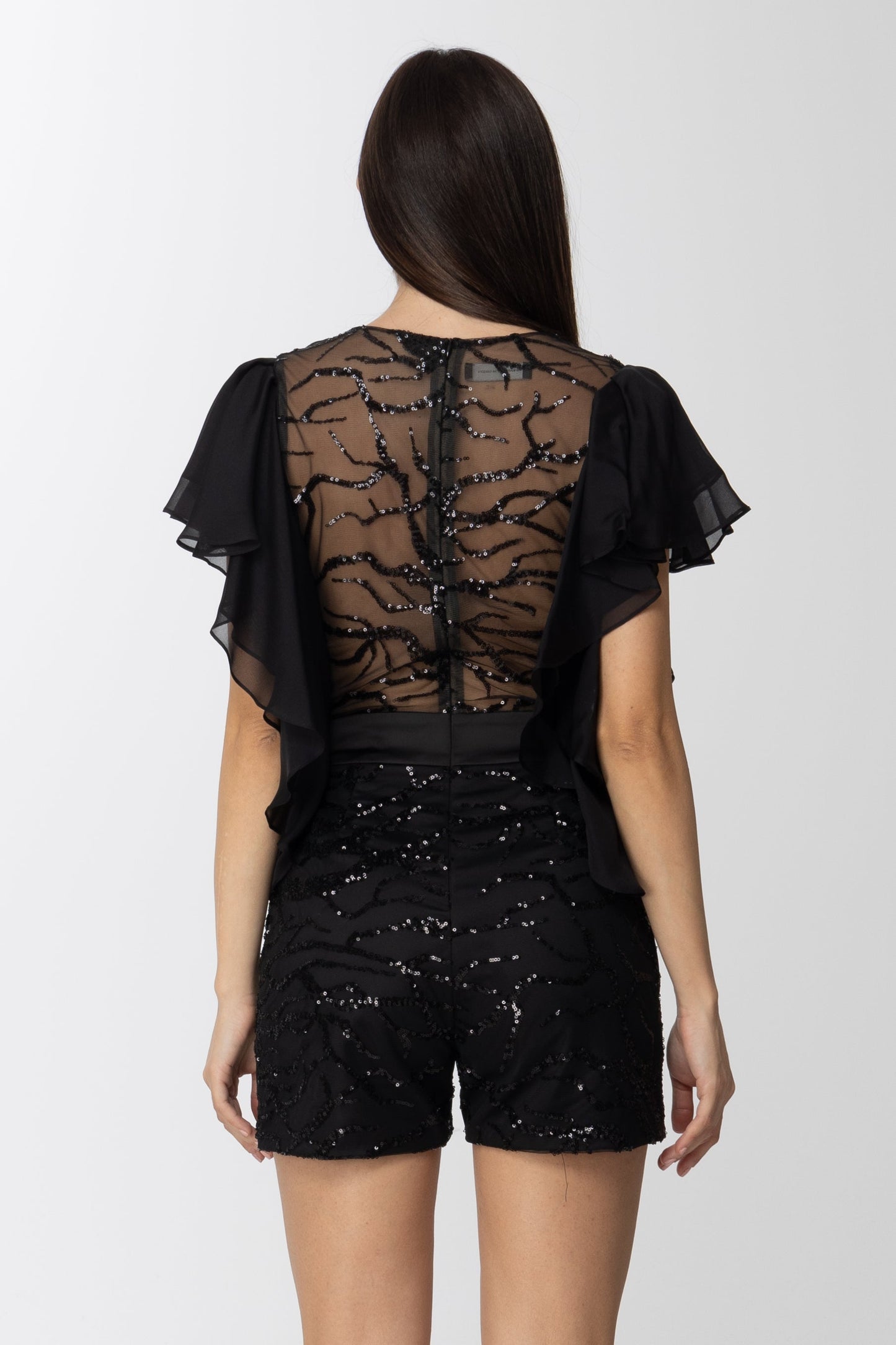 Les Bourdelles Des Garcons Tuta Corta con Ricami e Volant Z6 NERO